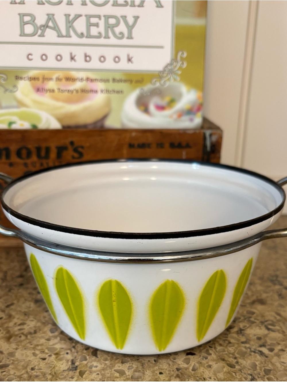 Vintage Catherine Holm Norway Lotus Enamel 6” Dutch Oven MCM w/ Handle